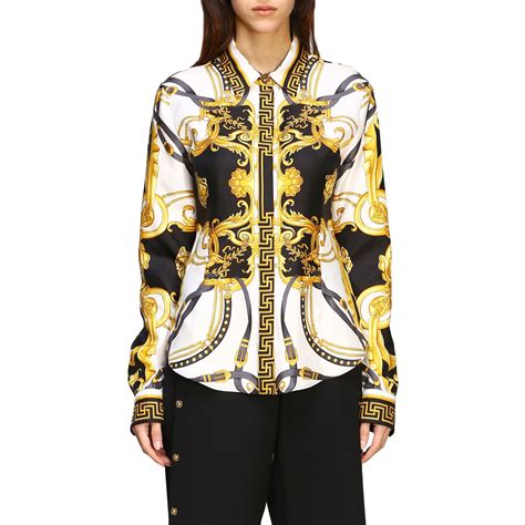 black and white versace lady top and bottom|Versace blouses for women.